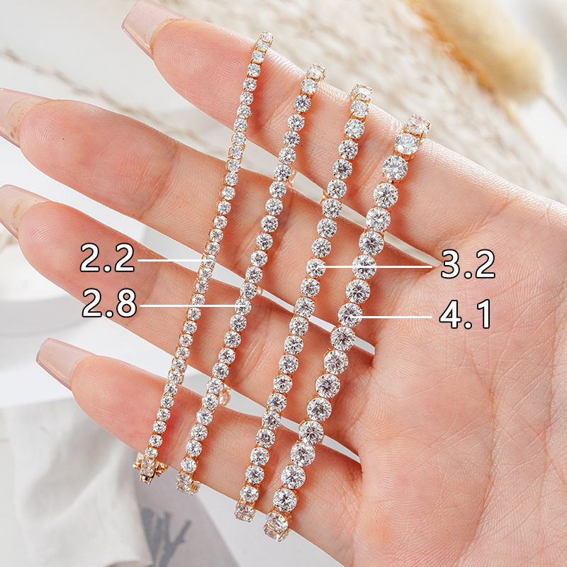 2 - 4.5mm Lab Grown Diamond Bracelet, 925 Sterling Silver Tennis Bracelet