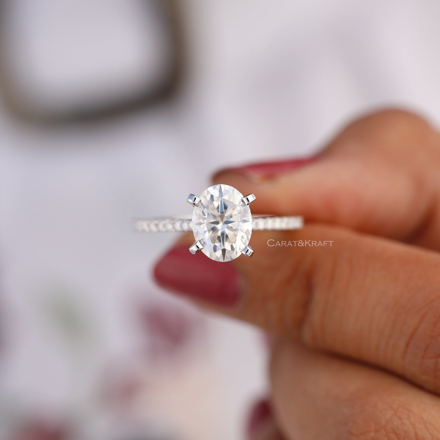 0.50 to 3.0 CT Oval Cut Lab Grown Diamond Engagement Ring