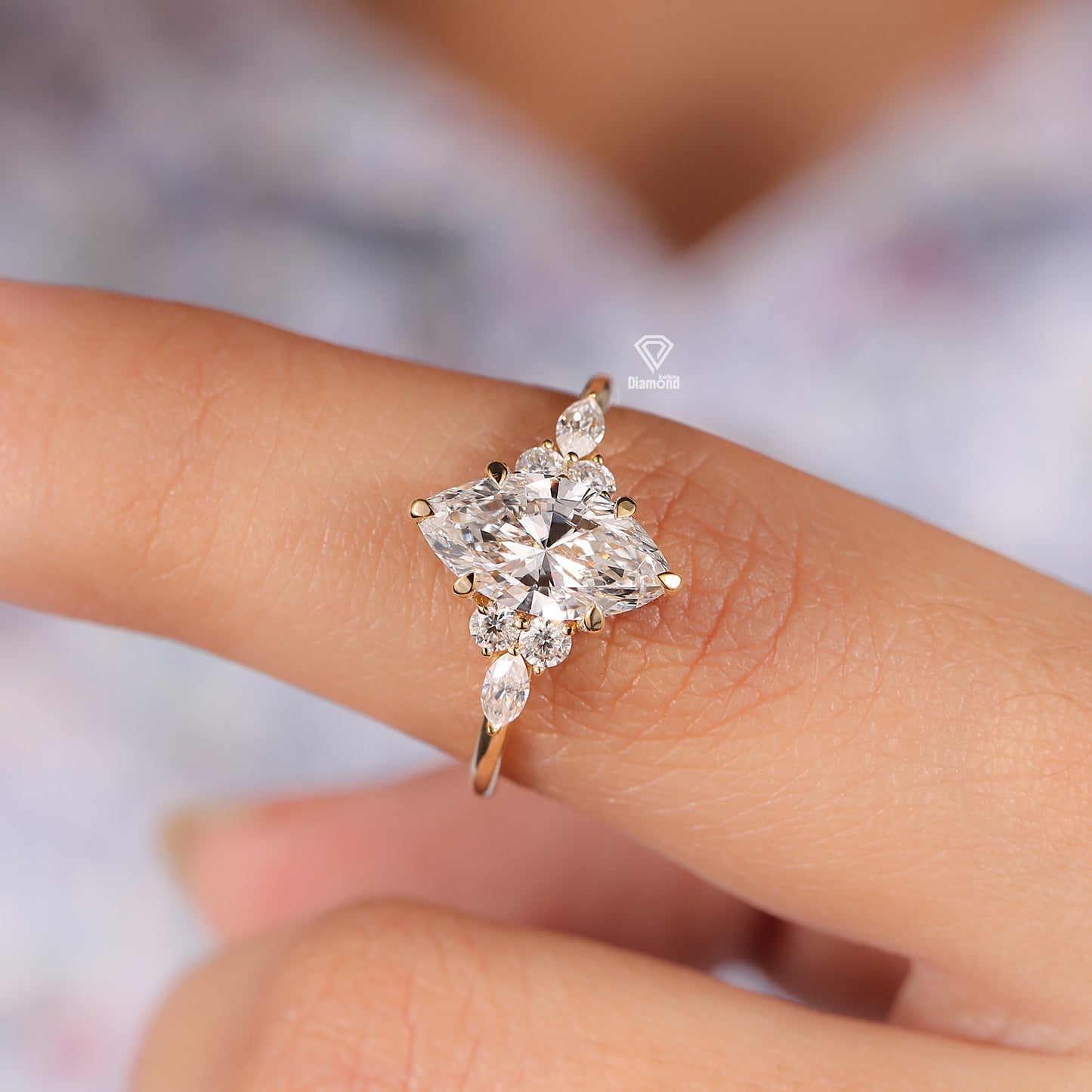 Marquise Lab Grown Diamond Engagement Ring: 7 Stone Muse Setting