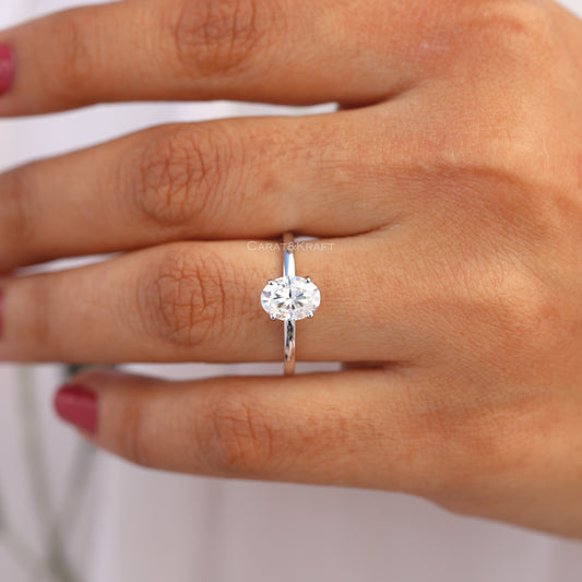 1.0 CT To 5.0 CT Oval Cut Moissanite Diamond Solitaire Engagement Ring, view 1