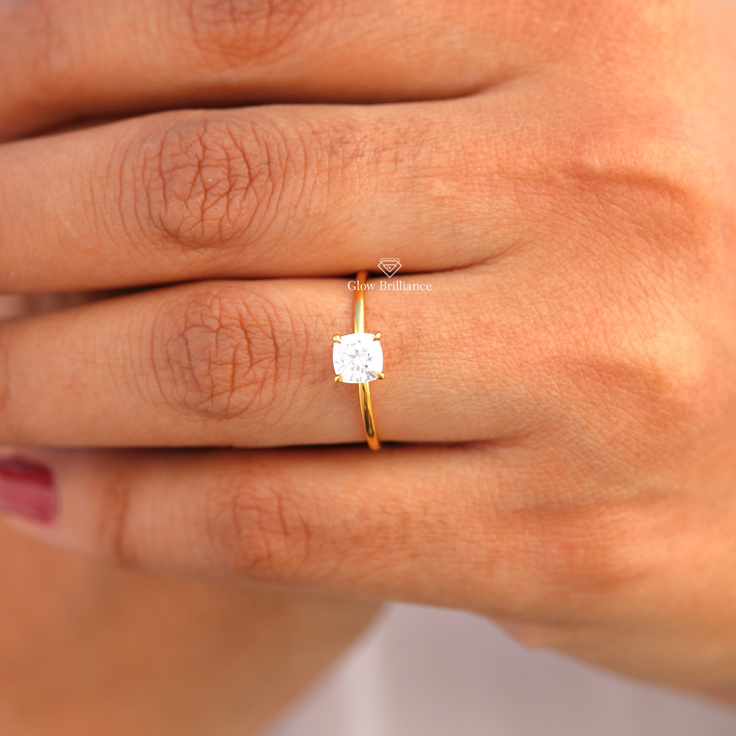 1.00 to 5.00 CT Cushion Cut Moissanite Solitaire Ring