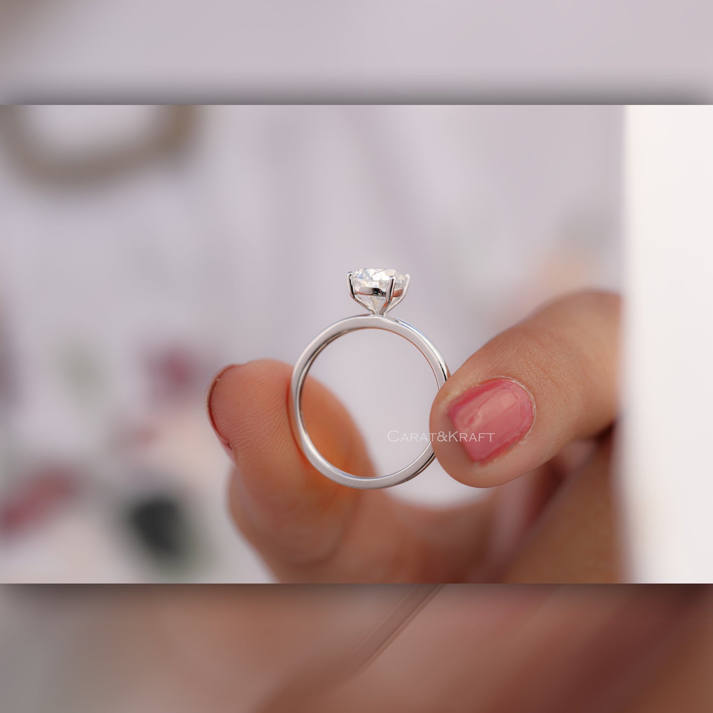 1.00CT To 5.00CT Pear Moissanite Solitaire Ring
