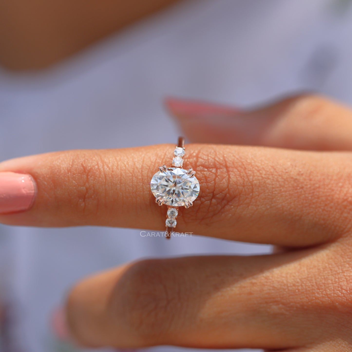 Oval Moissanite Diamond Minimalist Ring