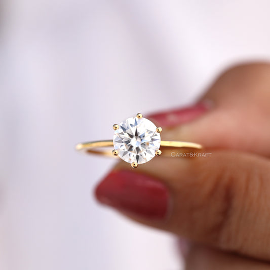 0.50 CT to 5.00CT Round Lab Diamond Solitaire Ring, view 1
