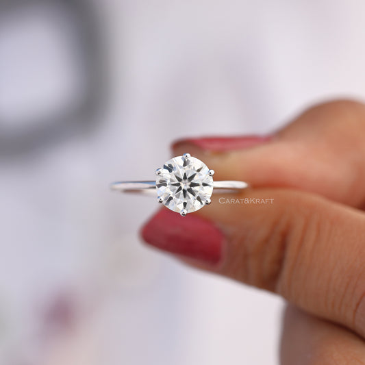 1.00 CT to 3.00CT Round Six Prong Lab Diamond Solitaire Ring, view 1