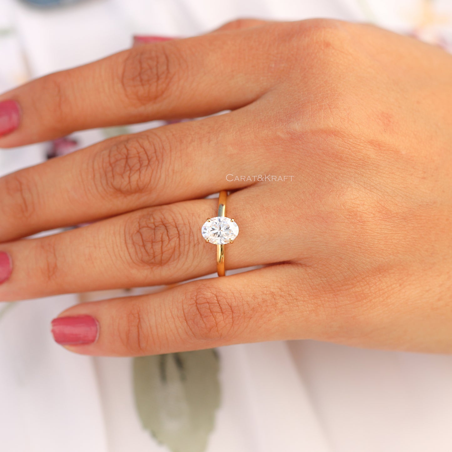 14k Solid Gold 2.0CT Oval Cut Lab Grown Diamond Hidden Halo Ring