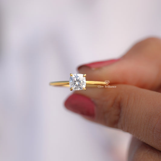 Cushion Solitaire Lab Grown Diamond Engagement Ring, view 1