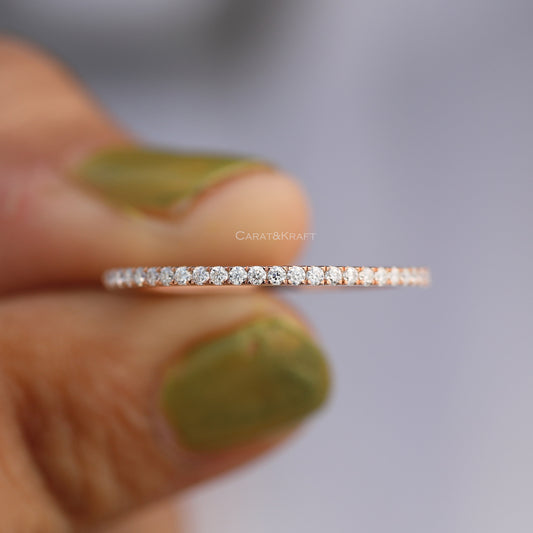 1.1mm Half Eternity Lab Grown Diamond Wedding Band, view 1
