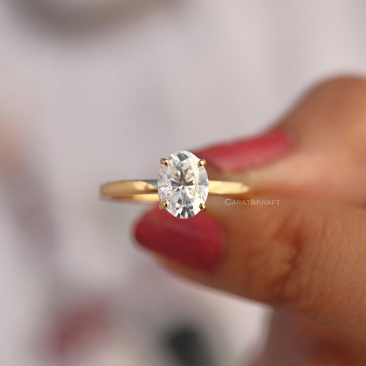 14k Gold 2ct Oval IGI certified Lab Grown Diamond Engagement Ring, view 2