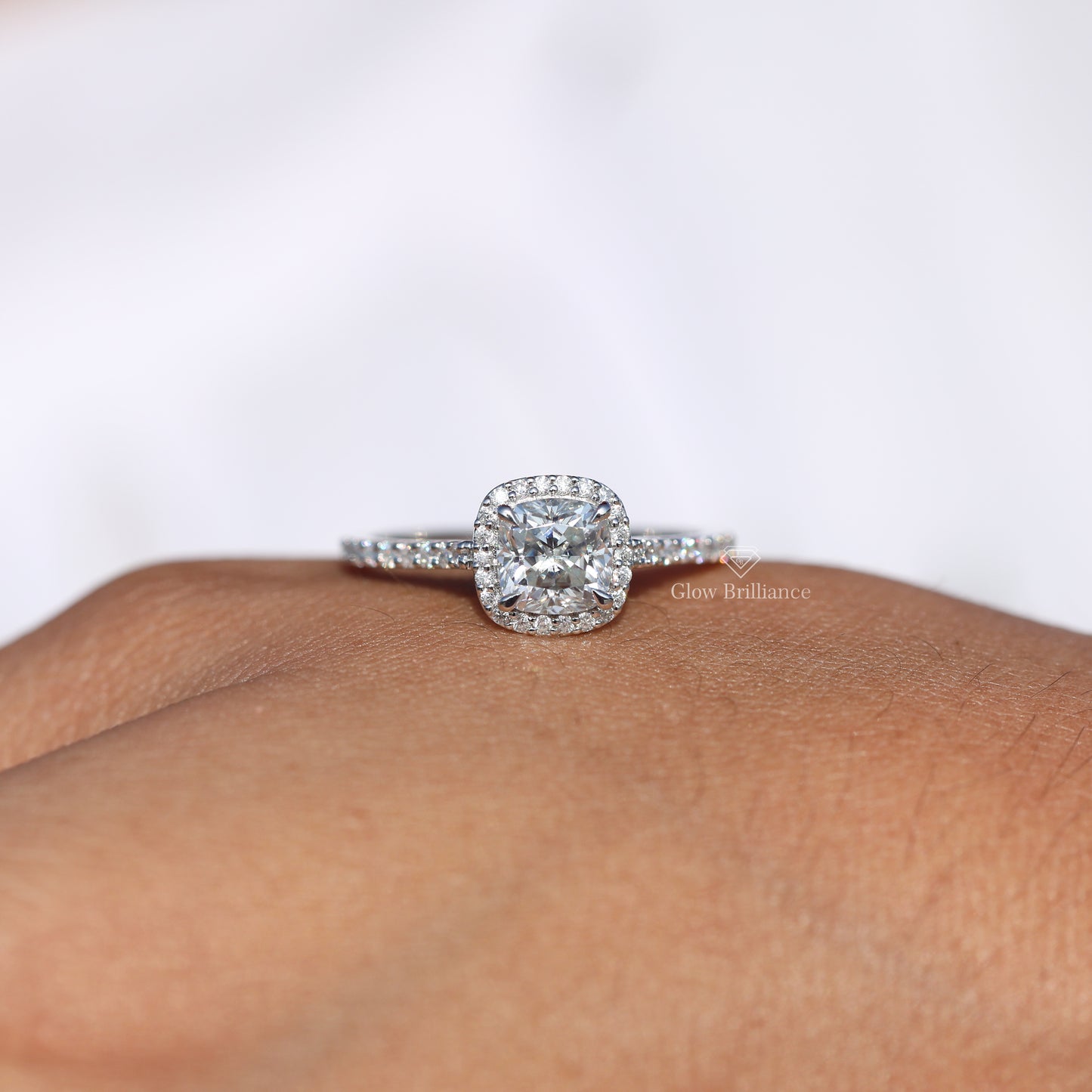 Cushion Halo Lab Grown Diamond Engagement Ring
