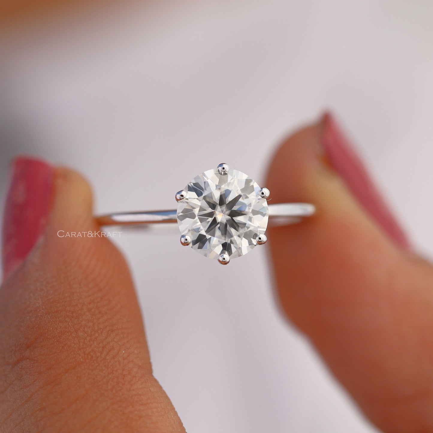 Round Cut Moissanite Solitaire Engagement Ring