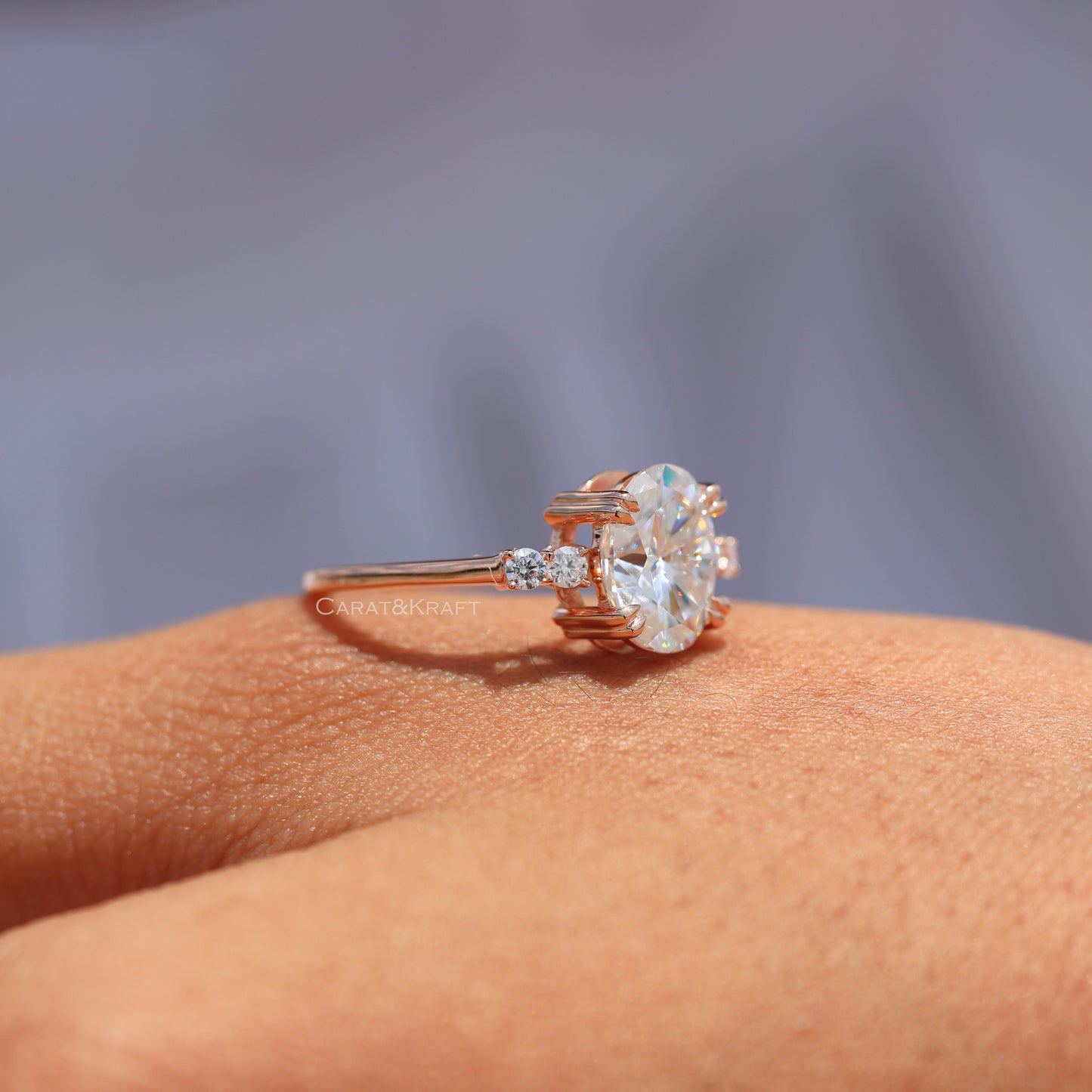 Oval Moissanite Diamond Minimalist Ring