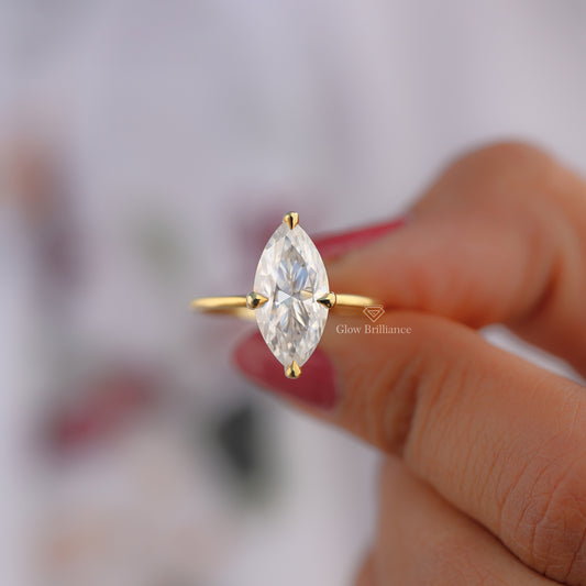 0.50CT to 3.0CT Marquise Cut Lab Grown Diamond Ring, view 1