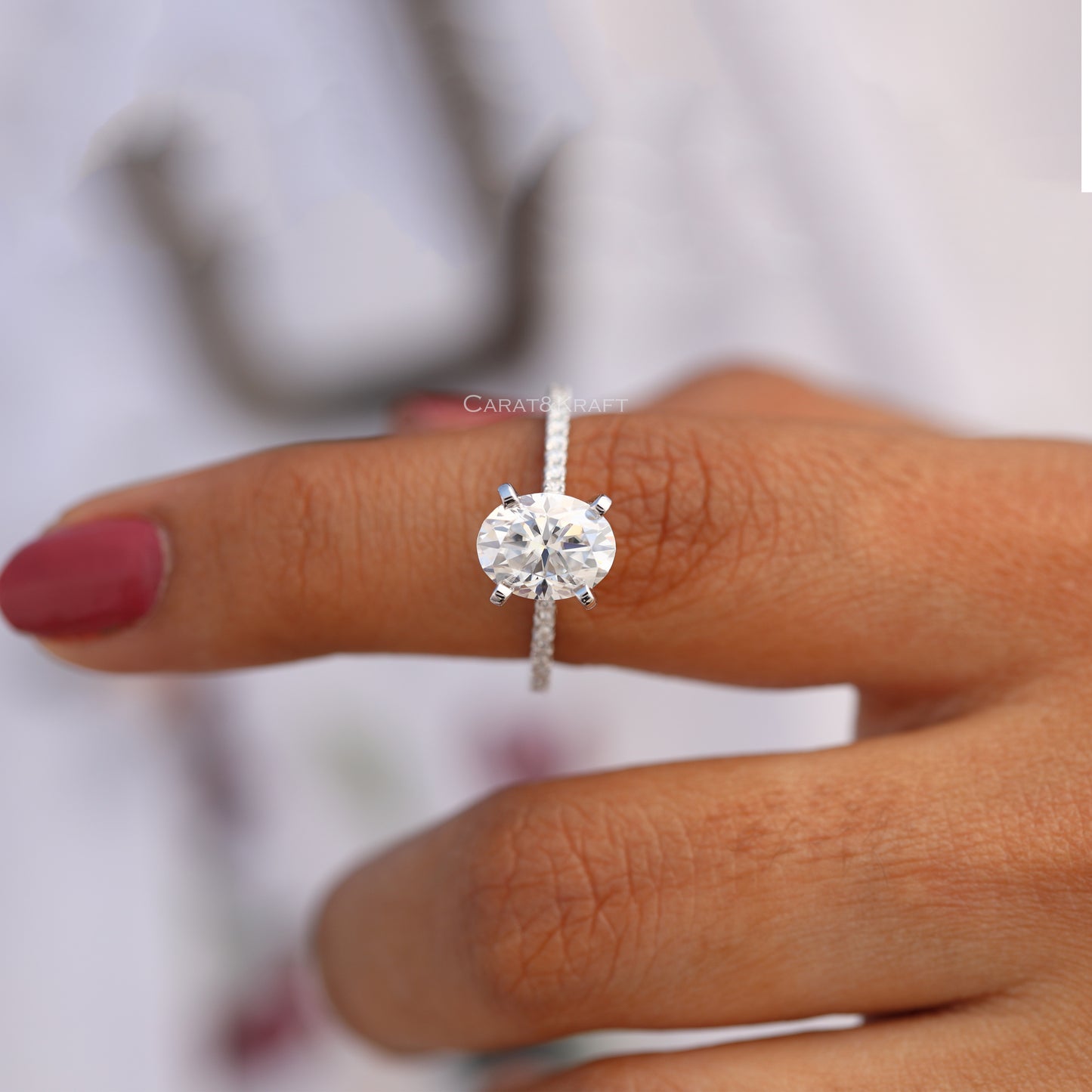 0.50 to 3.0 CT Oval Cut Lab Grown Diamond Engagement Ring