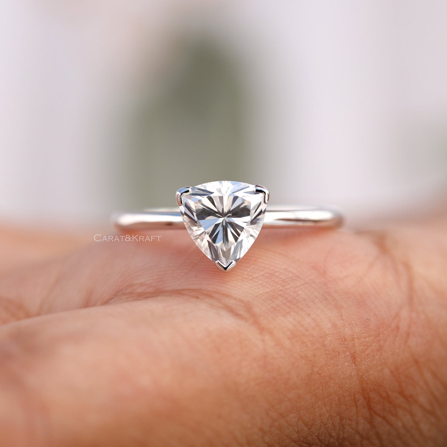 1.00 CT - 3.00CT Trillion Cut Lab Created Diamond Engagement Ring