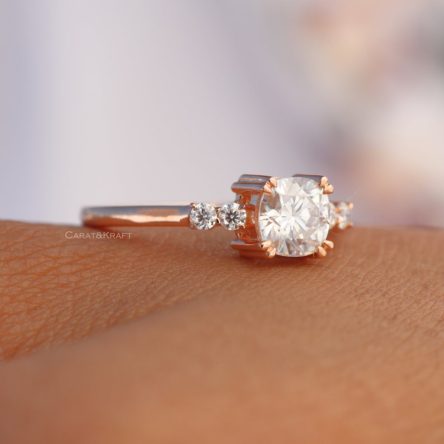 Cushion Cut Double Claw Prong Minimalist Engagement Ring