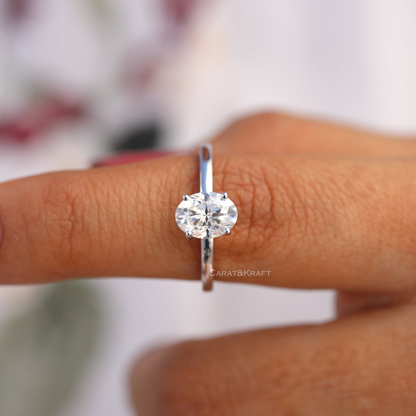 1.00- 3.0 CT Oval Cut Lab Grown Diamond Solitaire Engagement Ring