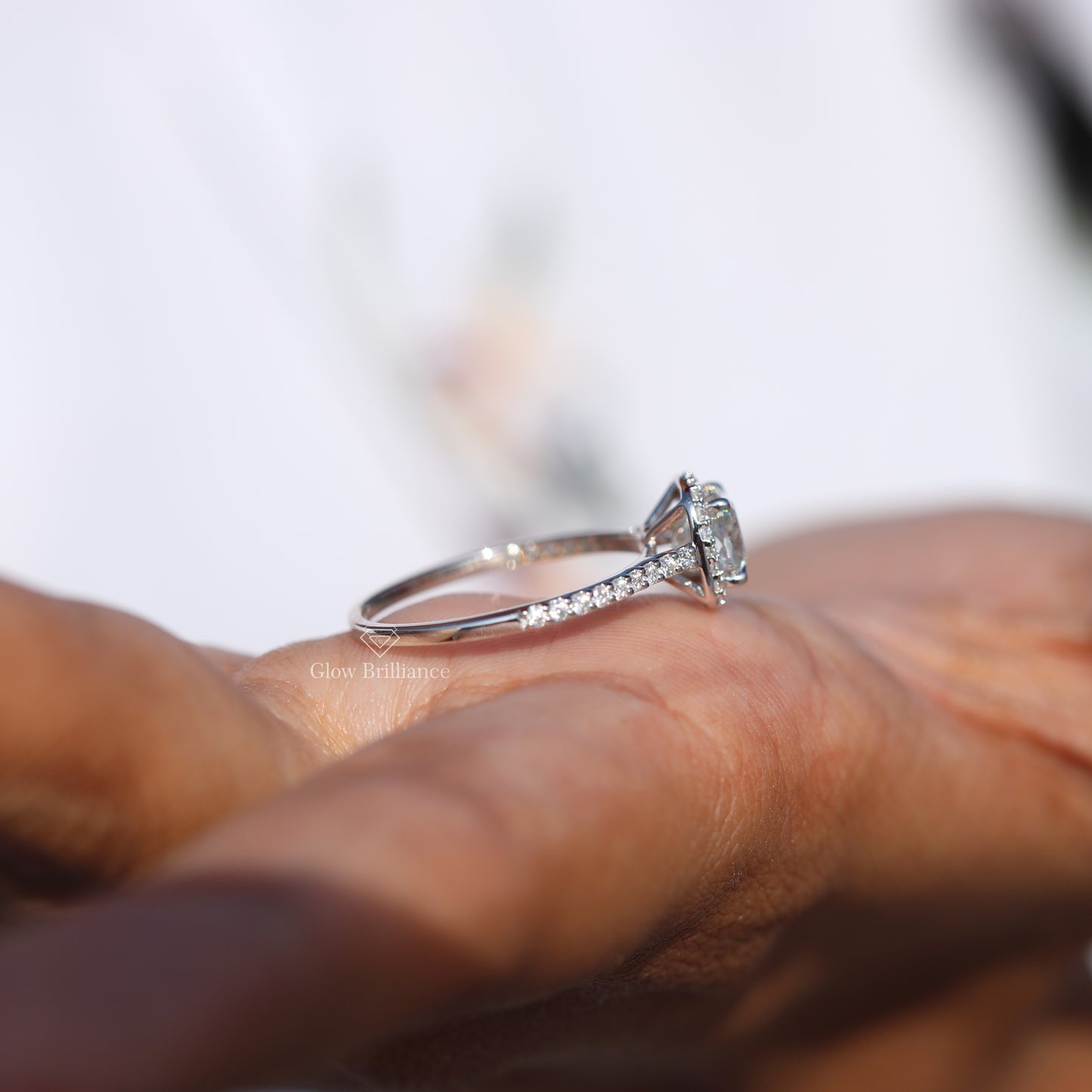 Cushion Halo Lab Grown Diamond Engagement Ring