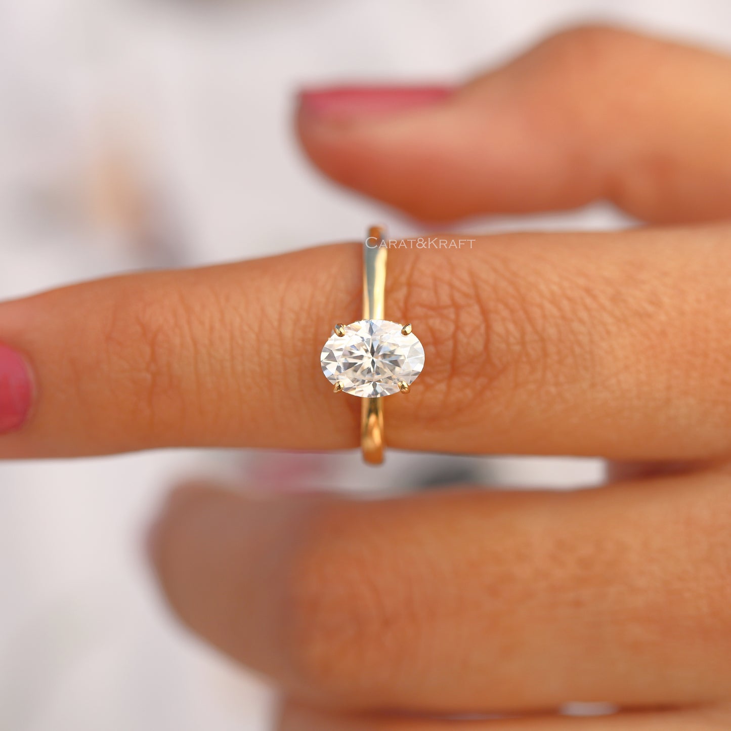 14k Solid Gold 2.0CT Oval Cut Lab Grown Diamond Hidden Halo Ring