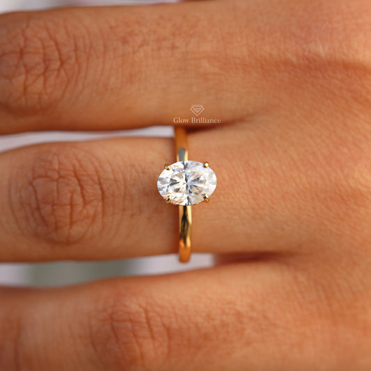 Oval Hidden Halo Moissanite Engagement Ring, view 1