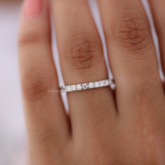 Moissanite Diamond Wedding Band, 2mm Full Eternity Engagement Ring, view 1