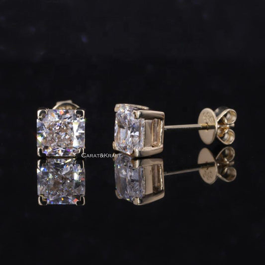 radiant cut lab grown dimaond earrings for her