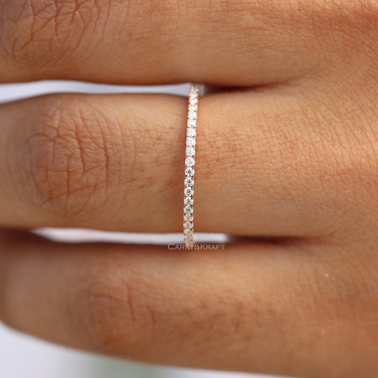 1.1mm Half Eternity Moissanite Wedding Band, view 1