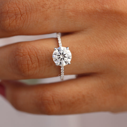 Round Moissanite Pave Engagement Ring, view 1