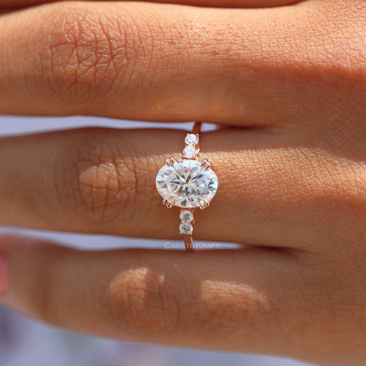 Oval Moissanite Diamond Minimalist Ring, view 1