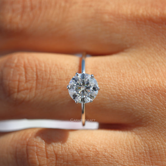 Round Cut Moissanite Solitaire Engagement Ring, view 1