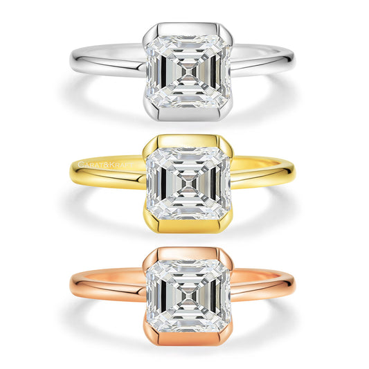 asscher lab grown diamond engagement ring, diamond ring