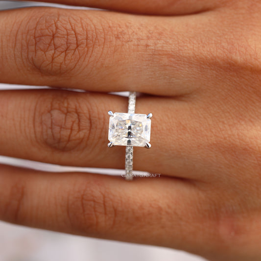 Radiant Pave Set Moissanite Wedding Ring, view 1