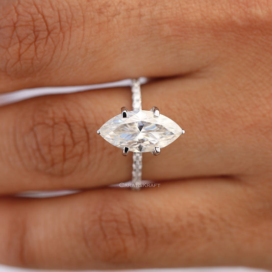 Marquise Moissanite Engagement Ring, view 1