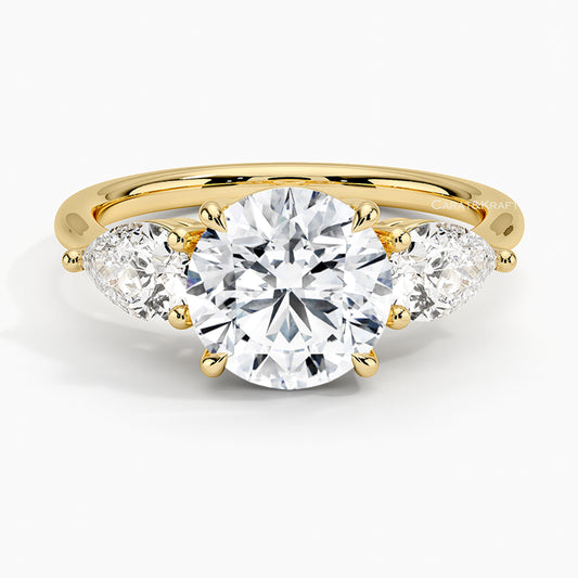 three stone lab grown diamond engagement ring