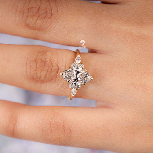 Marquise Lab Grown Diamond Engagement Ring: 7 Stone Muse Setting, view 1