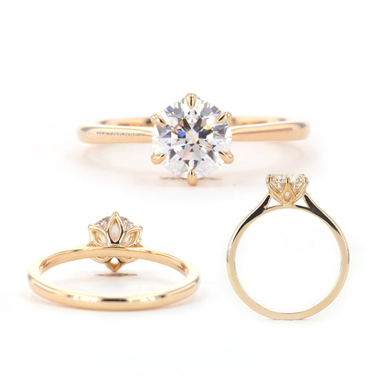 Round Cut Colorless Moissanite Engagement Ring