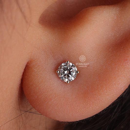 2ct TCW Round Cut Lab Grown Diamond Stud Earrings, view 1
