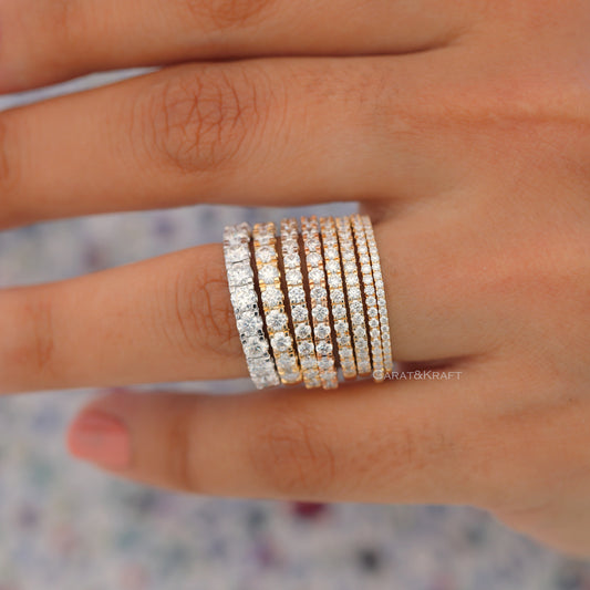 Real Natural Diamond Half Eternity Wedding Band, 14k Simple Wedding Band, view 3