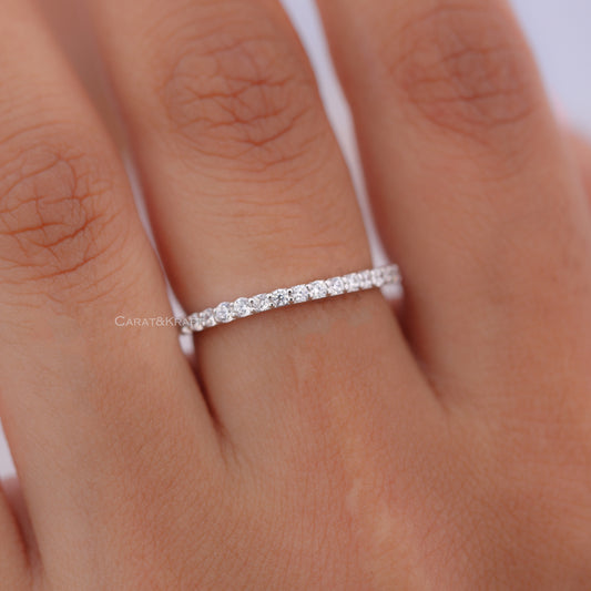 Full Eternity Style Moissanite Pretty Wedding Band, view 1