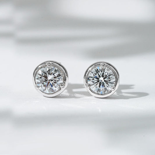 Gold Stud Earrings For Women - Daily Wear Earrings - Moissanite Stud Earrings Screw Back - Birthday Gifts Her - Graduations Gifts For Her
