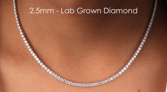 Lab Grown Diamond 14K Yellow Gold Round Line Necklace, 16"L, 10ctw