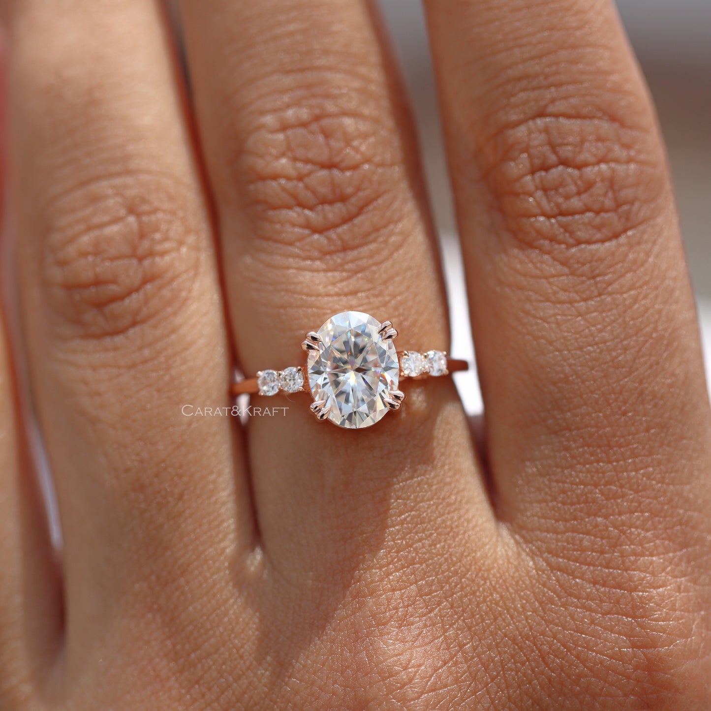 Oval Moissanite Diamond Minimalist Ring