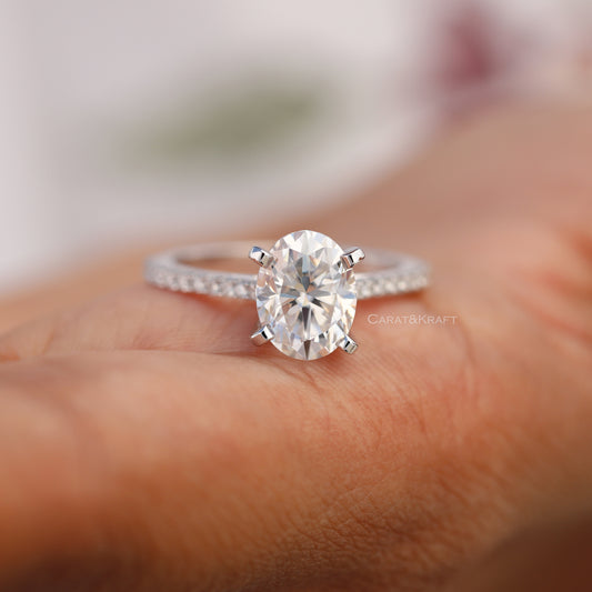 0.50 to 5.0 CT Oval Cut Lab Grown Diamond Engagement Ring, view 1