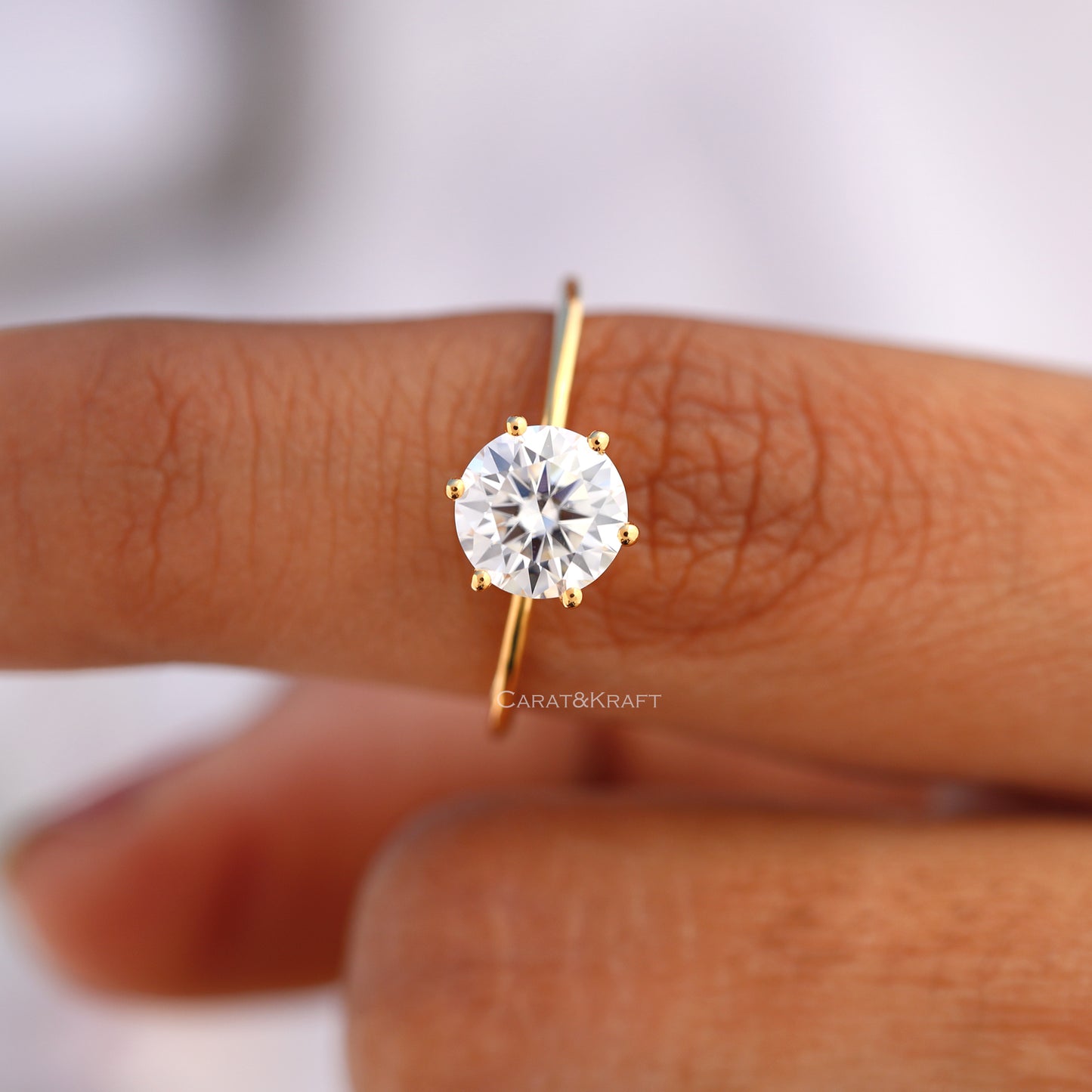 1.00 CT to 3.00CT Round Lab Diamond Solitaire Ring