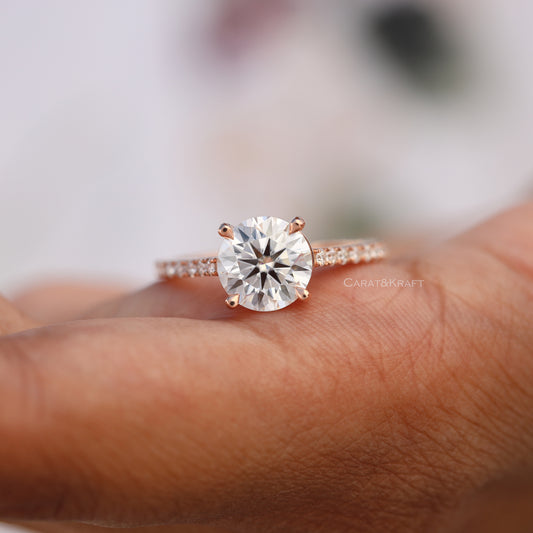 0.50 - 5.0 CT Round Lab Grown Diamond Wedding Ring, view 2