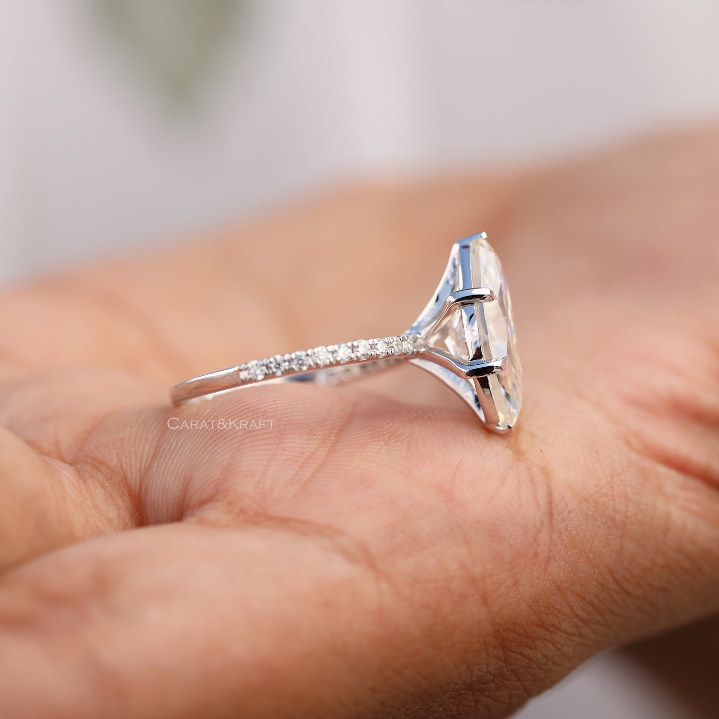 0.50 to 3.00CT Marquise Lab Grown Diamond Pave Engagement Ring