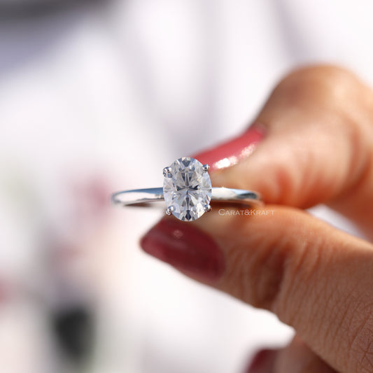 1.00- 3.0 CT Oval Cut Lab Grown Diamond Solitaire Engagement Ring, view 1