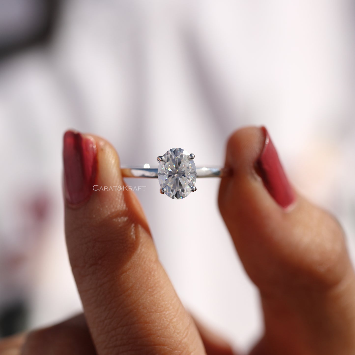 1.00- 3.0 CT Oval Cut Lab Grown Diamond Solitaire Engagement Ring