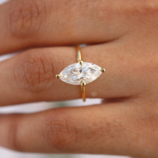 Marquise Cut Moissanite Diamond Engagement Ring, view 1