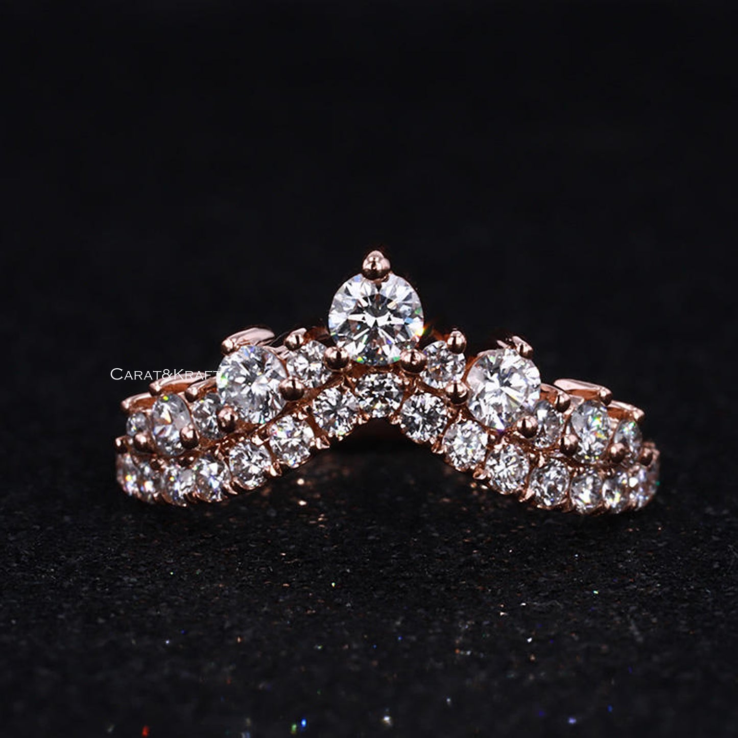 lab grown diamond band, diamond wedding band, curved wedding band, chevron ring, matching band